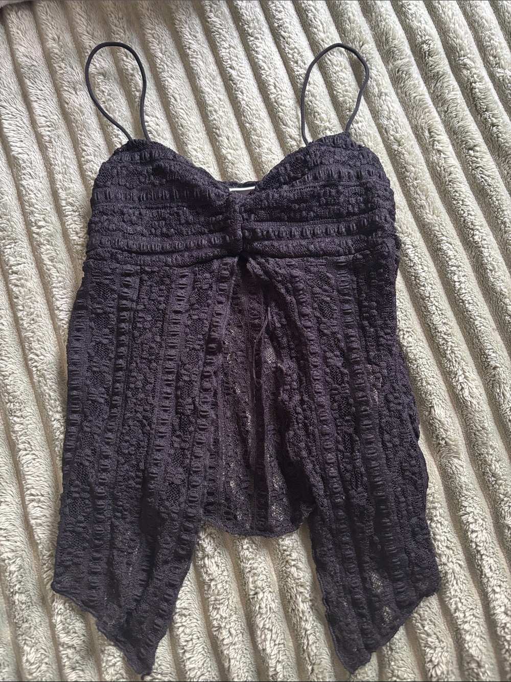 Harlow Black Crochet Lace Camisole with Spaghetti Straps